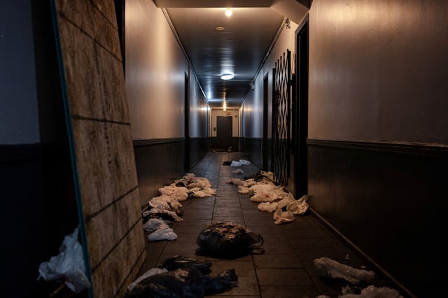 Debris was scattered on the hallways of an apartment complex in Chicago, where federal agents conducted a large scale immigration raid on September 30, 2025.