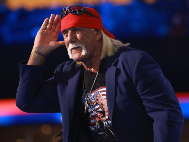 MILWAUKEE, WISCONSIN - JULY 18: Professional entertainer and wrestler Hulk Hogan speaks on stage on the fourth day of the Republican National Convention at the Fiserv Forum on July 18, 2024 in Milwaukee, Wisconsin. Delegates, politicians, and the Republican faithful are in Milwaukee for the annual convention, concluding with former President Donald Trump accepting his party's presidential nomination. The RNC takes place from July 15-18. (Photo by Joe Raedle/Getty Images)