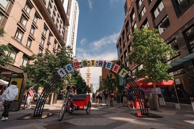The Downtown Denver Partnership, the City and County of Denver and RTD will celebrate the completion of the 16th Street revitalization project on October 4, 2025, exactly 43 years after its inaugural opening in 1982. (Photo courtesy of Nikki A. Rae Photography)