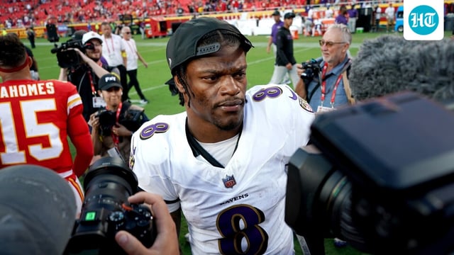 Baltimore Ravens quarterback Lamar Jackson heads off the field following an NFL football game against the Kansas City Chiefs 