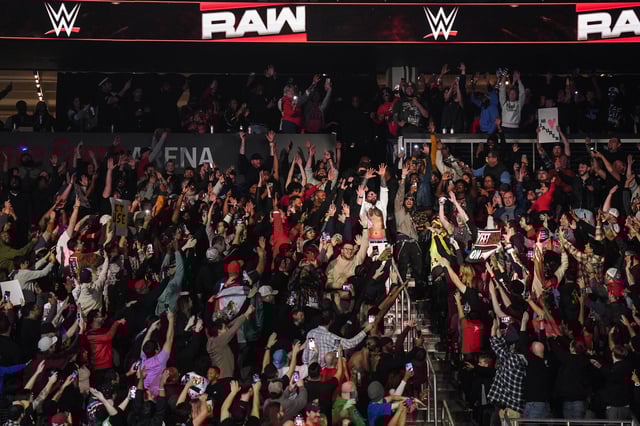 Jey Uso makes his way to the ring with Quavo during WWE Monday Night RAW at State Farm Arena on January 27, 2025 in Atlanta, Georgia.