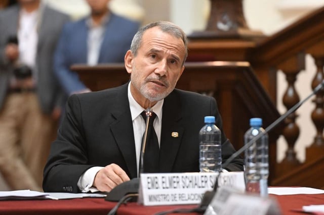 El canciller Elmer Schialer se presentó ante la Comisión de Relaciones Exteriores del Congreso. (Foto: Congreso)