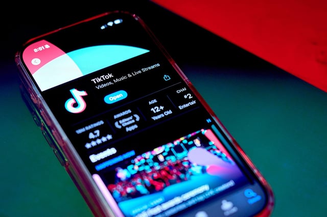The TikTok app page in the Apple App store on a smartphone in New York, US, on  Jan. 15, 2025.
