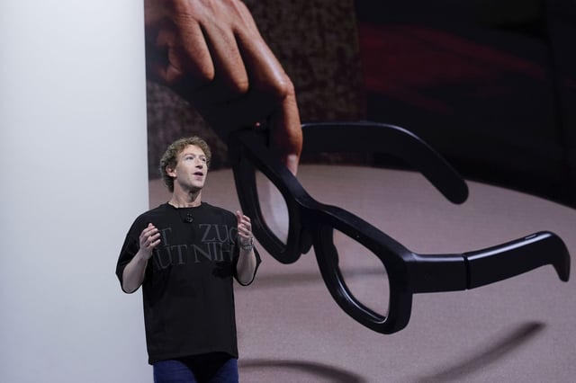 Mark Zuckerberg talks about AR glasses during the Meta Connect conference on Sept. 25, 2024, in Menlo Park. The University of San Francisco is warning students after reports that a man with Meta smart glasses approached women and may have posted videos online.
