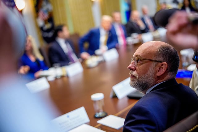 Office of Management and Budget Director Russell Vought attends a Cabinet meeting at the White House on July 8.