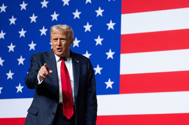 President Donald Trump departs after addressing senior military officers gathered at Marine Corps Base Quantico in Virginia, on September 30.