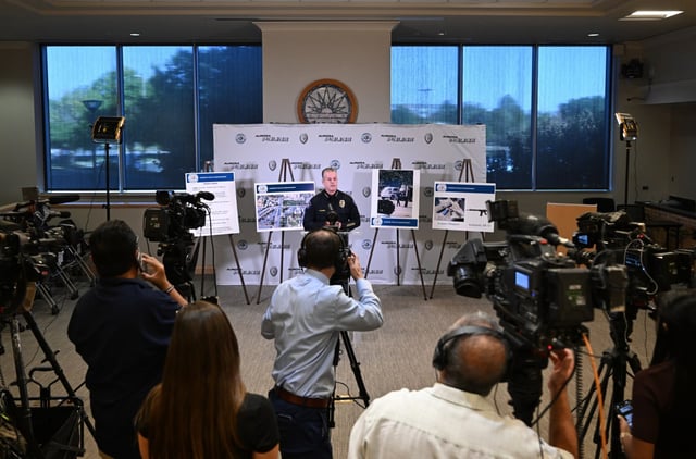 Aurora Police Department Chief Todd Chamberlain speaks with the media about the police shooting of Kory Dillard, during a news conference at the Aurora Municipal Center in Aurora, Colorado, on Oct. 7, 2024. (Photo by RJ Sangosti/The Denver Post)
