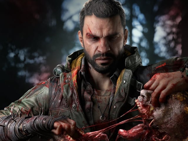 Kyle Crane ripping a zombie's head in half in Dying Light: The Beast.