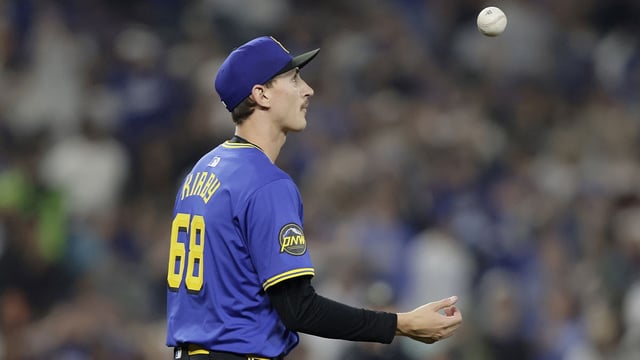 Sep 26, 2025; Seattle, Washington, USA; Seattle Mariners pitcher George Kirby (68) flips the ball after giving up a home run to Los Angeles Dodgers third baseman Enrique Hernández (not pictured) during the third inning at T-Mobile Park. Mandatory Credit: John Froschauer-Imagn Images