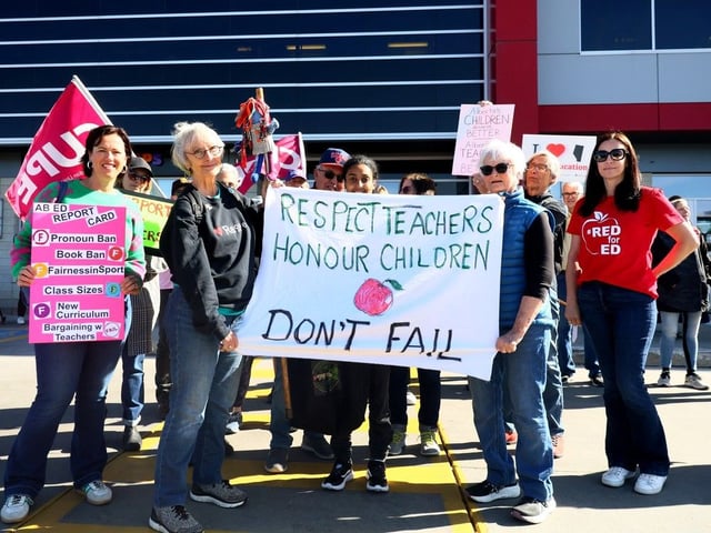 Public Interest Alberta (PIA), along with teachers, parents, and community members held a rally outside the office of Education Minister Demetrios Nicolaides and delivered an alternative mandate for Education in Calgary on Friday, September 26, 2025. 