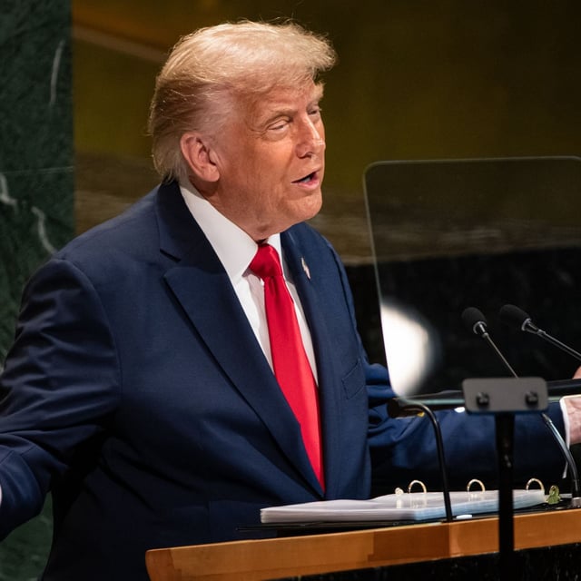 President Donald Trump addresses the 80th session of the United Nations General Assembly, Tuesday, Sept. 23, 2025, at U.N. headquarters. (AP Photo/Angelina Katsanis)