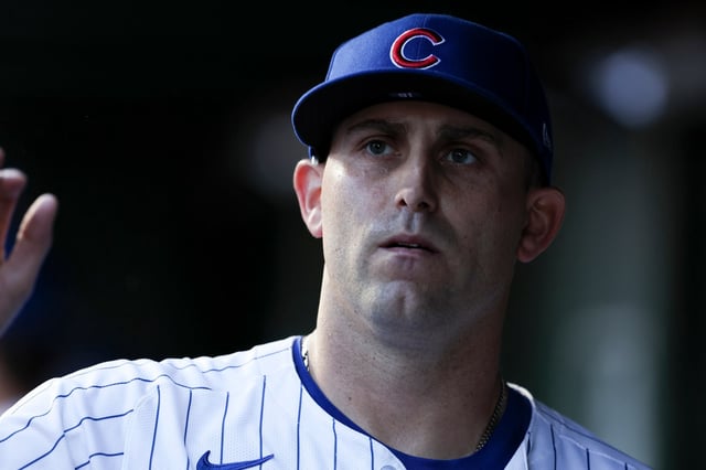 Cubs left-hander Matthew Boyd high-fives teammates in the dugout after being taken out during the fifth inning of Game 1 of the National League wild-card series against the Padres on Tuesday, Sept. 30, 2025, at Wrigley Field. (Eileen T. Meslar/Chicago Tribune)