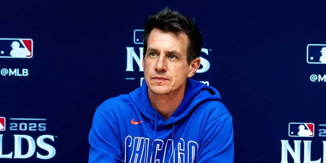 Chicago Cubs manager Craig Counsell is seen during an interview before the Milwaukee Brewers open workout ahead of the National League Division Series on Friday October 3, 2025 at American Family Field in Milwaukee, Wisconsin. Mandatory Credit: © Jovanny Hernandez / Milwaukee Journal Sentinel / USA TODAY NETWORK via Imagn Image