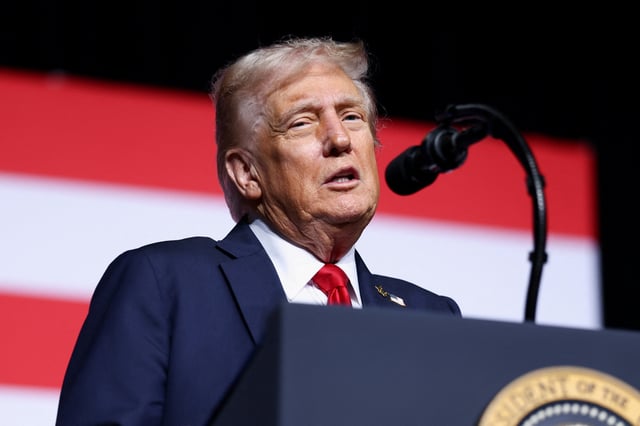 U.S. President Donald Trump speaks during a meeting of senior military leaders convened by U.S. Defense Secretary Pete Hegseth, at Marine Corps Base Quantico in Quantico, Virginia, U.S., September 30, 2025. REUTERS/Kevin Lamarque