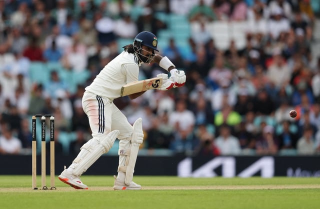 Cricket - International Test Match Series - Fifth Test - England v India - Kia Oval, London, Britain - August 1, 2025 India's KL Rahul in action Action Images via Reuters/Paul Childs