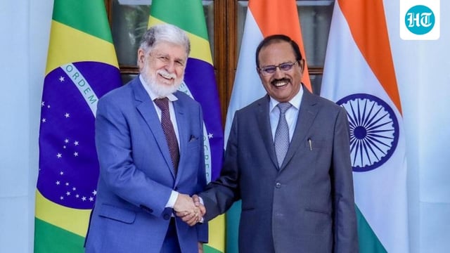 National Security Adviser (NSA) Ajit Doval met the special advisor to the Brazilian President, Celso Luis Nunes Amorim, in New Delhi. (ANI)