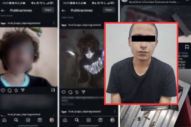 Al momento de su aprehensión, el individuo se encontraba en posesión de un instrumento punzocortante. | Crédito: FGE Puebla (@FiscaliaPuebla)