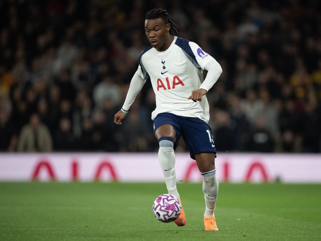 Destiny Udogie of Tottenham Hotspur during the Premier League match between Tottenham Hotspur FC and Wolverhampton Wanderers FC at Tottenham Hotspur Stadium on December 29, 2024 in London, England.