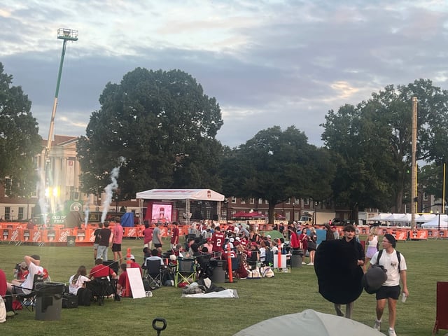 Fans line up for ESPN's "College GameDay" more than 12 hours before the show airs.