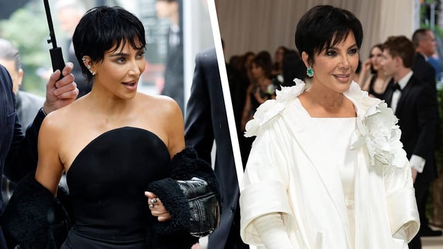 Kim Kardashian überrascht bei Pariser Fashion Week mit Frisur, die Mutter Kris ähnelt.