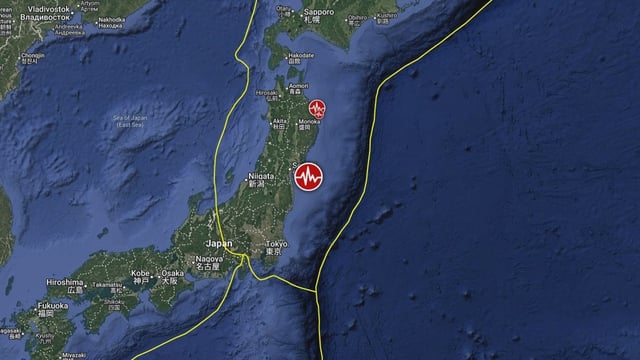 Epicenter of M6.0 earthquake near the east coast of Honshu, Japan on October 4, 2025. Credit: TW/SAM, Google