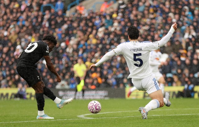 Soccer Football - Premier League - Leeds United v Tottenham Hotspur - Elland Road, Leeds, Britain - October 4, 2025 Tottenham Hotspur's Mohammed Kudus scores their second goal REUTERS/Chris Radburn