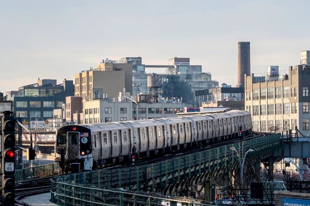 A subway train pulls into the Marcy Avenue station in Brooklyn on Feb. 2, 2019 in New York City.