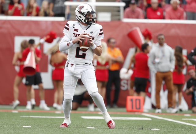 Behren Morton #2 of the Texas Tech Red Raiders drops to pass against the Utah Utes during the first half of their game at Rice-Eccles Stadium on September 20, 2025 in Salt Lake City, Utah.