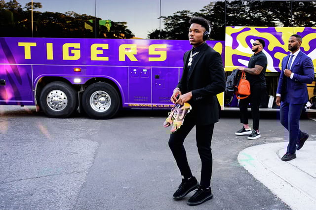 Kyren Lacy arrives at Tiger Stadium in Baton Rouge, La, before a game at LSU in November. 