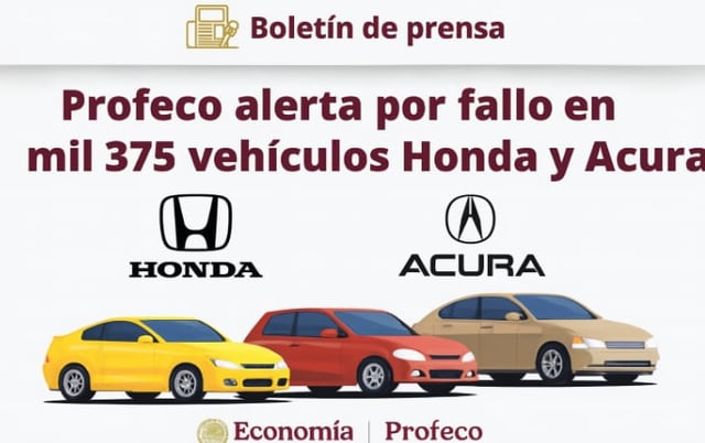 ¡Alerta por riesgo en bolsas de aire! Profeco y Honda llaman a revisión de 1,375 vehículos en México. / PROFECO. -  Imagen ilustrativa hecha con I (Copilot).