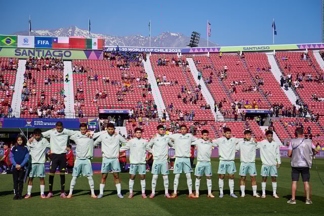 Players of Mexico during FIFA U-20 Mens World Cup Chile 2025 match between Spain and Mexico (Mexican National team) as part Group-C at Estadio Nacional Julio Martinez Pradanos, on October 01, 2025 in Santiago, Chile.
