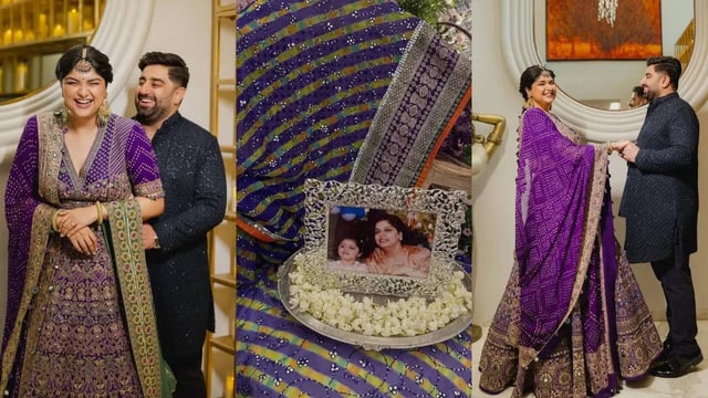 Anshula Kapoor's Purple Bandhani Lehenga For Her Gor Dhana Ceremony Had An Emotional Tribute To Her Late Mom Mona