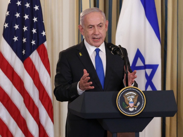 Israeli Prime Minister Benjamin Netanyahu delivers remarks during a joint news conference with U.S. President Donald Trump in the State Dining Room at the White House on September 29, 2025 in Washington, DC. President Trump welcomed Netanyahu for his fourth visit to the White House, where the two leaders met to discuss the latest U.S. backed plans to end the war in Gaza and secure the release of the remaining hostages held by Hamas. (Photo by Alex Wong/Getty Images)