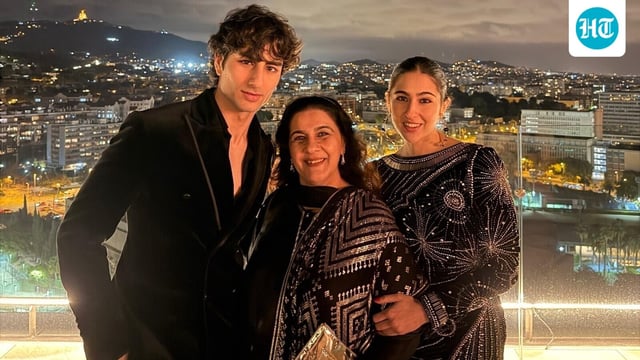 Sara Ali Khan shared photos featuring herself, brother Ibrahim Ali Khan and their mother Amrita Singh. 
