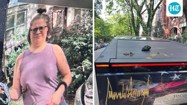 The vehicle’s cameras recorded a woman wiping the mess on Trump-themed Cybertruck in Chicago. 