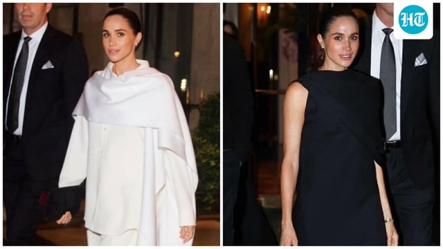 Meghan Markle wears two custom Pierpaolo Piccioli ensembles for Paris Fashion Week debut. 