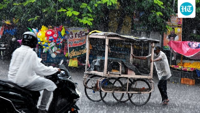 The downpour is Hyderabad continued on Sunday morning.