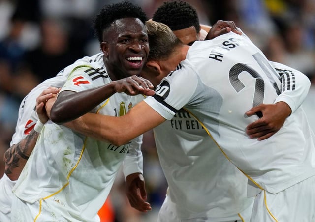 Vinicius sonríe tras marcar el segundo gol del Real Madrid. |  AP