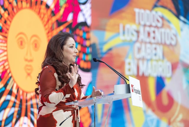 Archivo - La cantante Gloria Estefan interviene durante la presentación de la programación de Hispanidad 2025, en la Real Casa de Correos, a 17 de julio de 2025, en Madrid (España).