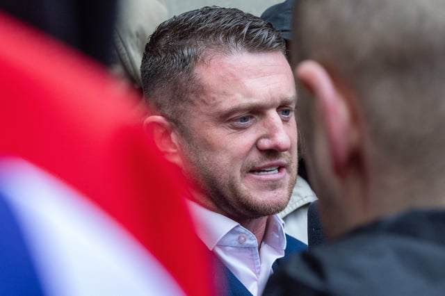 British far-right activist Tommy Robinson in London on April 23, 2024.
