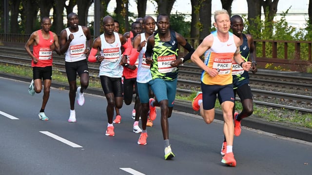 Das Führungsfeld beim Köln Marathon