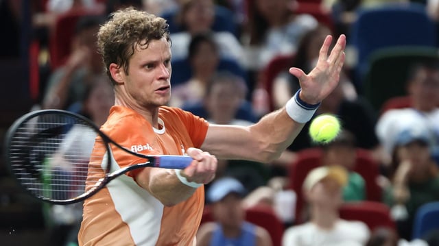 Yannick Hanfmann während des Matchs gegen Novak Djokovic