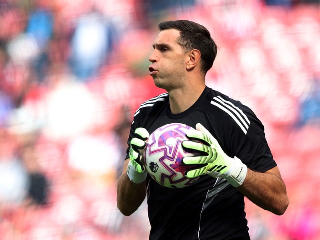 Soccer Football - Premier League - Sunderland v Aston Villa - Stadium of Light, Sunderland, Britain - September 21, 2025
Aston Villa's Emiliano Martinez during the warm up before the match REUTERS/Scott Heppell EDITORIAL USE ONLY. NO USE WITH UNAUTHORIZED AUDIO, VIDEO, DATA, FIXTURE LISTS, CLUB/LEAGUE LOGOS OR 'LIVE' SERVICES. ONLINE IN-MATCH USE LIMITED TO 120 IMAGES, NO VIDEO EMULATION. NO USE IN BETTING, GAMES OR SINGLE CLUB/LEAGUE/PLAYER PUBLICATIONS. PLEASE CONTACT YOUR ACCOUNT REPRESENTATIVE FOR FURTHER DETAILS..