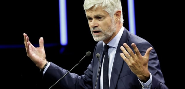 Le président du groupe parlementaire Droite Républicaine, Laurent Wauquiez, lors de l'université d'été du parti à Port-Marly, le 6 septembre 2025 dans les Yvelines