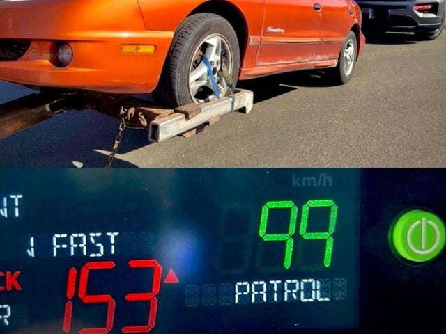 The driver of this vehicle was caught travelling at 73 km/h an hour over the legal limit.