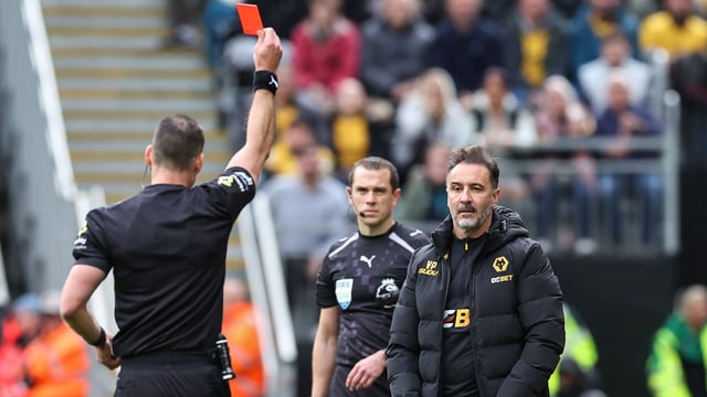 Pereira was sent off by Gillett for angrily kicking a ball into the match officials’ dugout after a decision went against Wolves