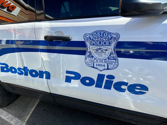 A Boston Police cruiser parked on Centre Street in Jamaica Plain. (Charlie McKenna/MassLive)