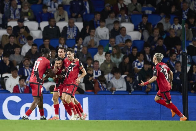 El Rayo Vallecano celebra el gol que le ha dado la victoria frente a la Real Sociedad.