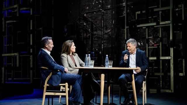 Robert Habeck (rechts), Anne Will und Volker Wissing