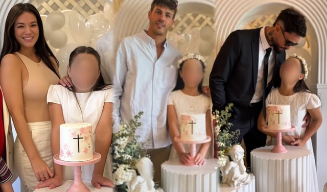 Novio de Jazmín Pinedo asume importante rol en primera comunión de la hija de Gino Assereto y se luce en celebración